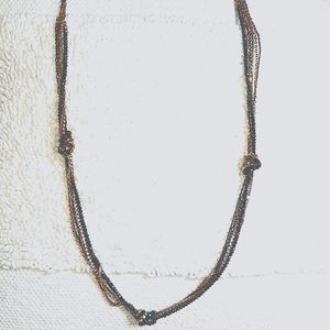 Gold, silver, black beaded, rhinestone necklace